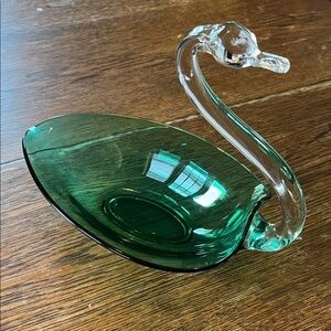 Vintage Swan Glass Oval Dish Bowl